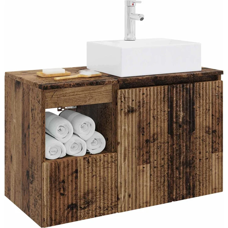 vidaXL Badezimmerschrank-Set 2 stk. Altholz 79,5 x 41 x 79,5 cm 3404062 – Bild 3