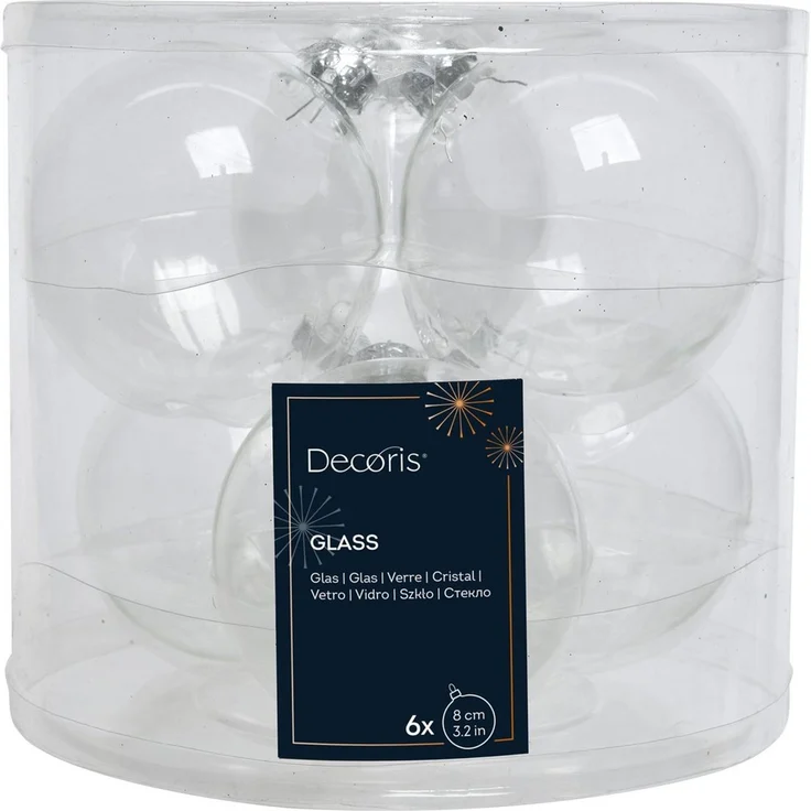Kaemingk Weihnachtsbaumkugel, Weihnachtskugeln Glas 8cm 6 Stück - Klar irisierend – Bild 3