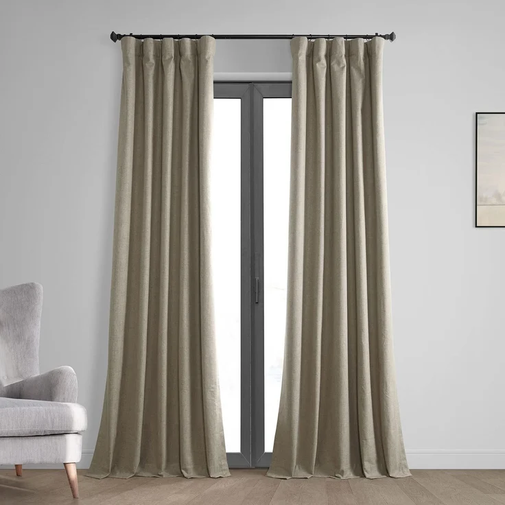 HPD Half Price Drapes Vintage-Verdunkelungsvorhänge für Schlafzimmer und Wohnzimmer, 50 x 120 cm, Thermo-Kreuz-Leinengewebe, FLCW-CBO2204-120 (1 Panel), warmes Taupe