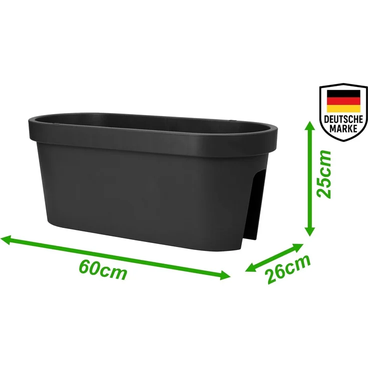 mucHome Balkonkasten für Geländer in Anthrazit Blumenkasten Blumentopf Pflanztopf – Bild 3