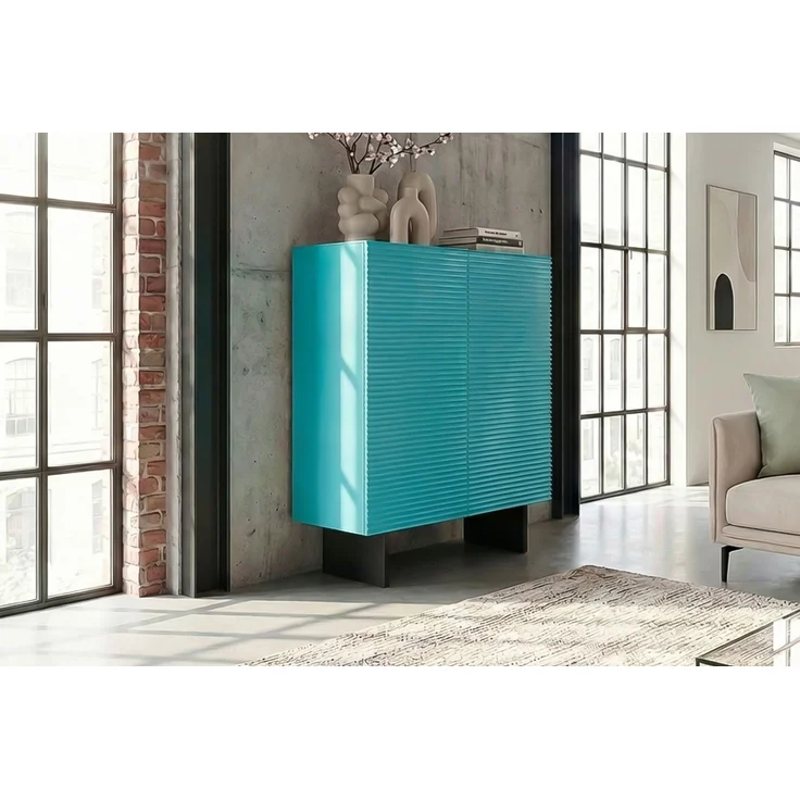 KAWOLA Highboard LYNN 2 Türen lackiert petrol 120 x 40 x 100 cm – Bild 1