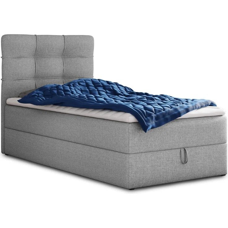 Boxspringbett Best Mini mit Bettkasten und Matratzentopper - Einzelbett mit Bonell-Matratze und Topper, Polsterbett, Bett, Schlafzimmer (120 x 200 cm, Grau (Inari 91)) – Bild 1