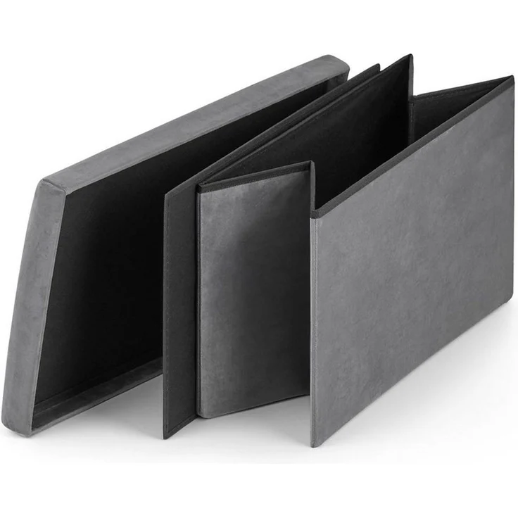 Home Collective Stauraumhocker Klapphocker, 2-in-1-Hocker und Stauraum, 80 kg Sitzlast, Sitzhocker, XL – 60 x 38 x 38 cm, 63 l Stauraum, Aufbewahrungsbox, grauer Samt – Bild 2