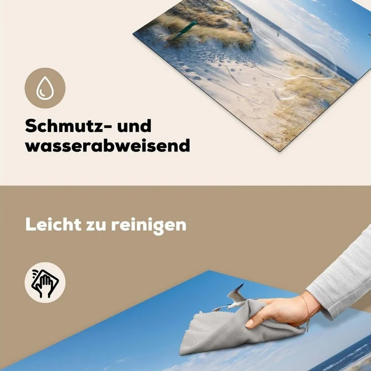 MuchoWow Herd-Abdeckplatte Düne - Möwe - Strand - Meer - Sonne, Vinyl, (1 tlg), Abdeckung Induktionskochfeld Schutzmatte, Küche Deko, 65x52 cm – Bild 4