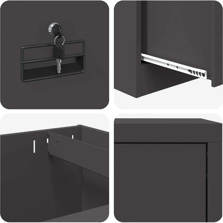 vidaXL Aktenschrank Schwarz 45,5 x 42 x 74,5 cm Kaltgewalzter Stahl 891610 – Bild 10