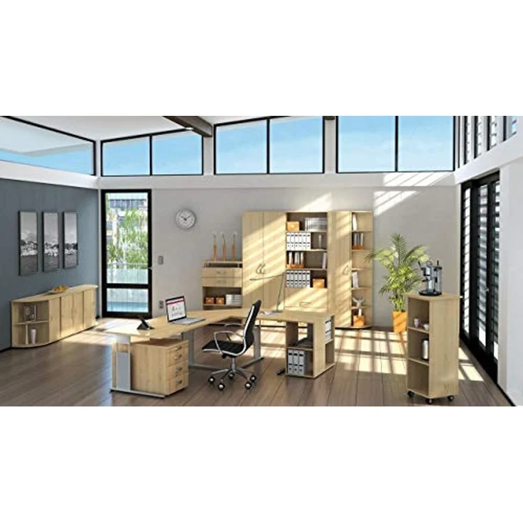 Geramöbel Schreibtisch Flex S-617102-AS 120 x 80 x 68-82cm ahorn/silber – Bild 2