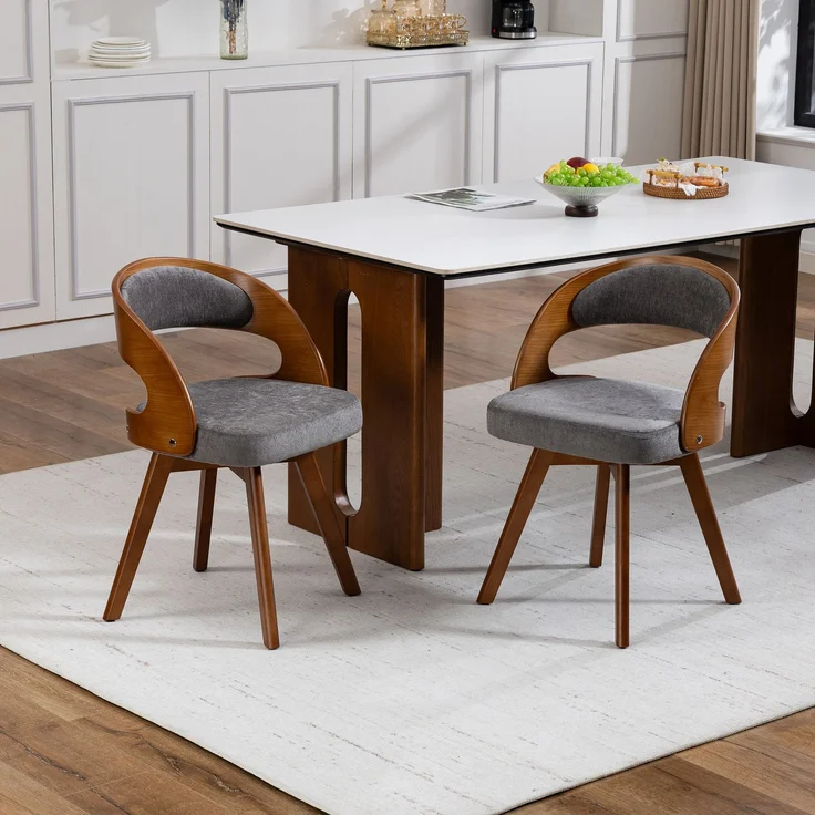LVHOM Esszimmerstuhl 360° drehbar, 2er Set, Polsterstuhl aus Leinen und Massivholz, Küchenstuhl gepolstert, ergonomischer Schalenstuhl mit Armlehne, bis 150 kg – Bild 9