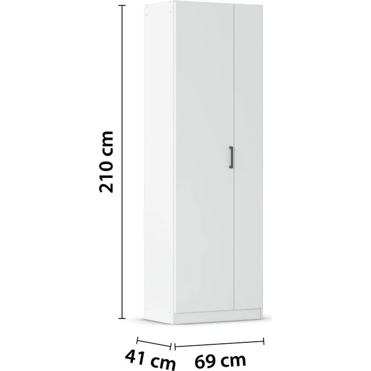 rauch Allrounder, Garderobenschrank, Mehrzweckschrank, 2-türig, mit 4 Einlegeböden, Farbe Weiß, BxHxT 69x210x41cm – Bild 4