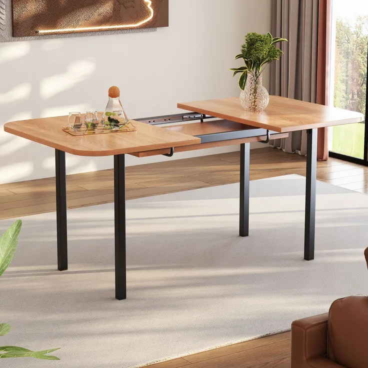 Ausziehbarer Esstisch 120/160x80x75 cm, American White Oak Optik