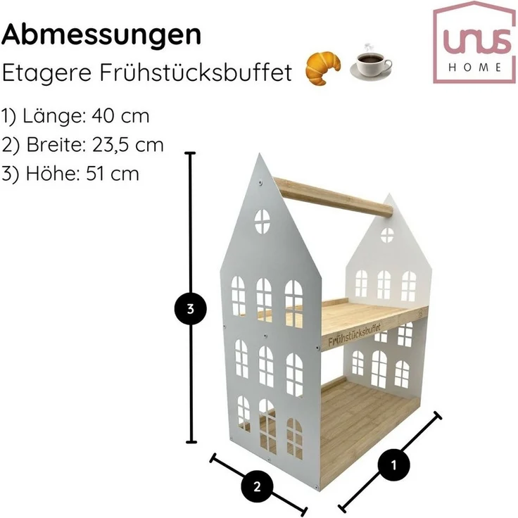 UNUS HOME Etagere Frühstücksbuffet Etagere, (weiß aus Metall und Holz), Frühstücksregal Frühstücksbuffet Serviertablett Buffet – Bild 3