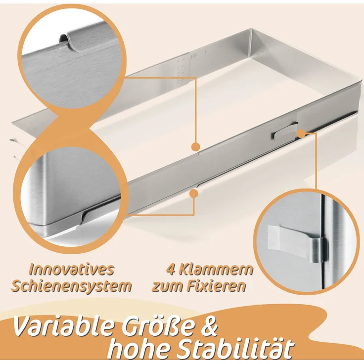 Aurelia Home Verstellbarer Backrahmen rechteckig – Edelstahl, 5 cm hoch – Bild 4