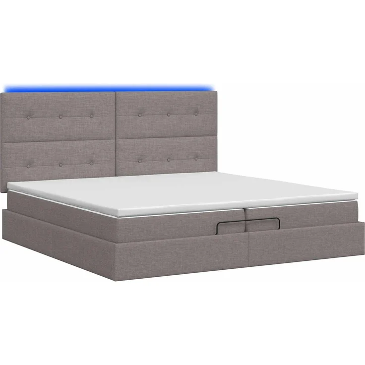 vidaXL Ottoman-Bett mit Matratze und LED Taupe 200 x 200 cm Stoff 3458101 – Bild 9
