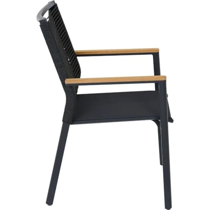 Siena Garden Bologna Stapelsessel - Teak FSC/Aluminiumgestell & Rope, schwarz (T88491) – Bild 6