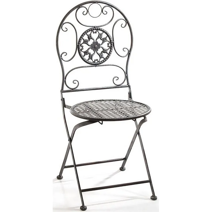 Kobolo 4-Fußstuhl Gartenstuhl Metallstuhl Stuhl aus Metall grau 91cm (zusammenklappbar, 1 St)