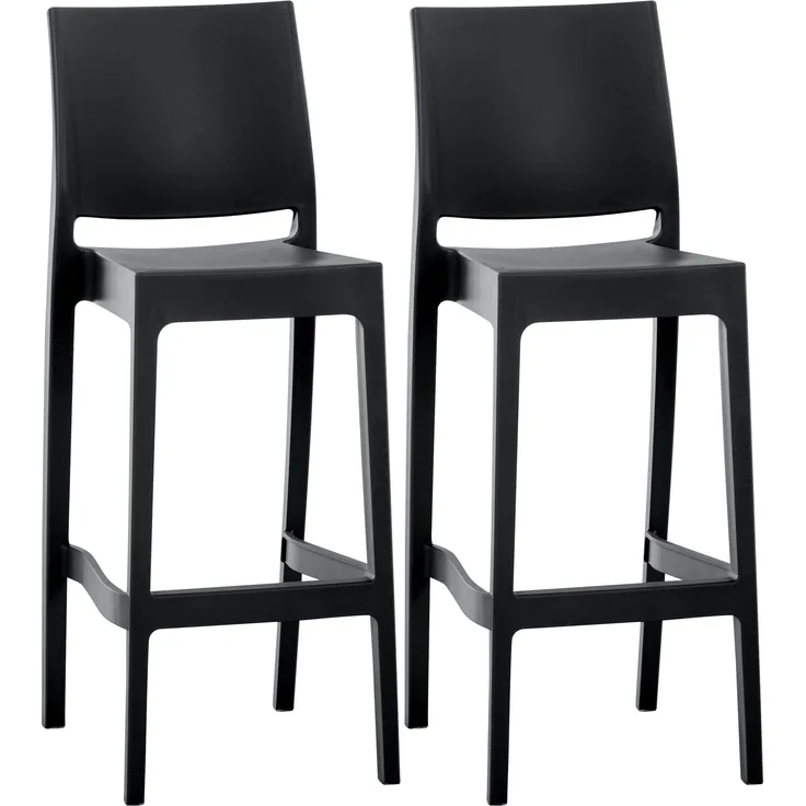 CLP 2er Set Barhocker Maya Kunststoff,schwarz