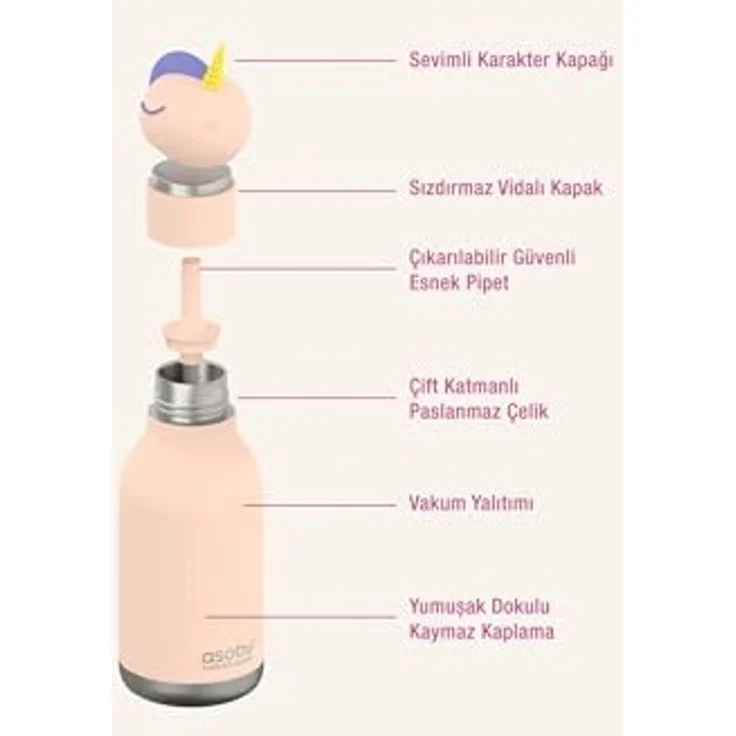 ASOBU Trinkflasche Asobu® Kindertrinkflasche BESTIE mit Strohhalm 460ml – Bild 5