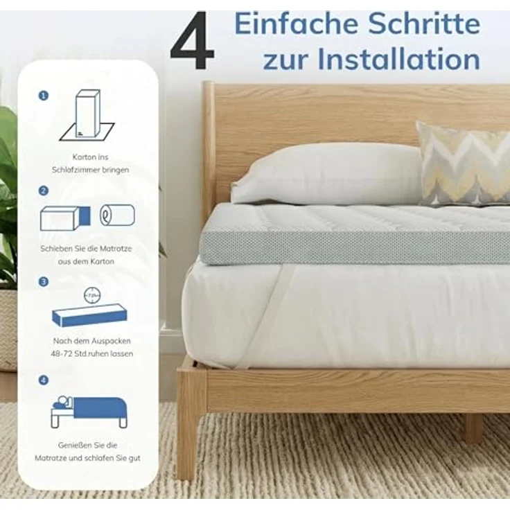EGO HOME Matratzen Topper 180x200, 7 Zonen Matratzentopper mit Memory-Schaum, Öko-TEX Zertifiziert, 180x200 cm Matratzenauflage für Boxspringbett Matratzen Schlafsofa – Bild 7
