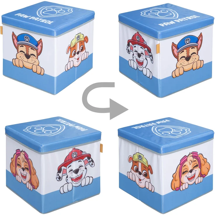 roba Sitz- & Aufbewahrungsbox 'Paw Patrol' - HxBxT: 30 x 30 x 30 cm - 4-seitig bedruckt - Weiß / Blau – Bild 4
