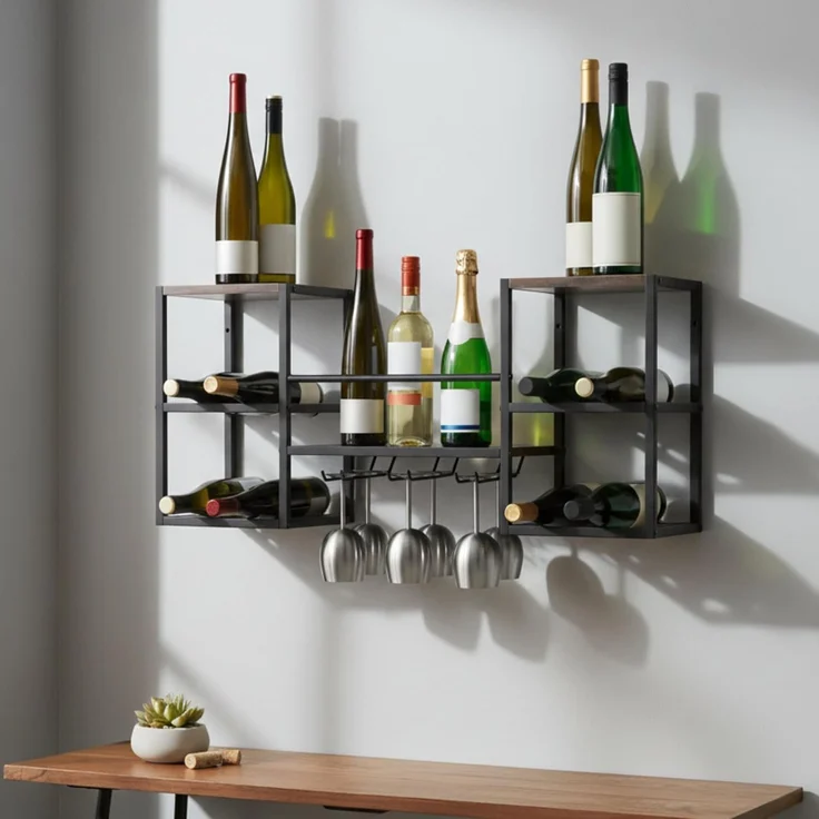 Zelsius Weinregal Weinhalter Wandmontiert, Weinglashalter, Flaschenregal, Wandbar, Hängender Glashalter für bis zu 6 Stielgläser – Bild 2