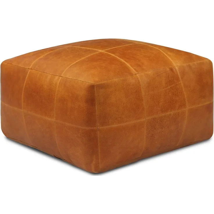 Pouf Anneta aus Leder 75x75 cm, Cognac