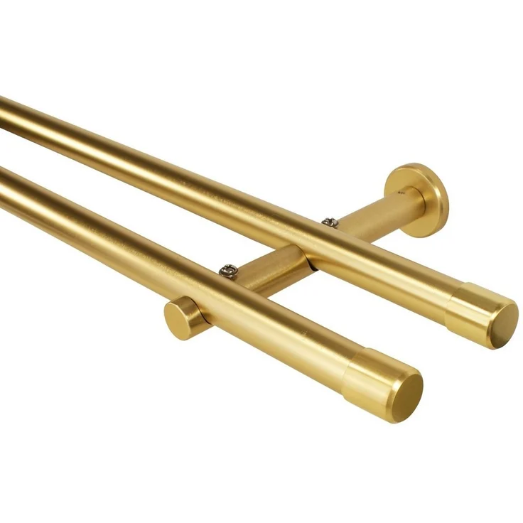 iso-design Gardinenstange 20 mm 2-läufig Messing Matt aus Metall Wandmontage Endstück Kappe, Ø 20 mm, 2-läufig, Fixmaß, mit Bohren, verschraubt, Metall, Aluminiumrohr mit mehr als 1 mm Wandstärke – Bild 5