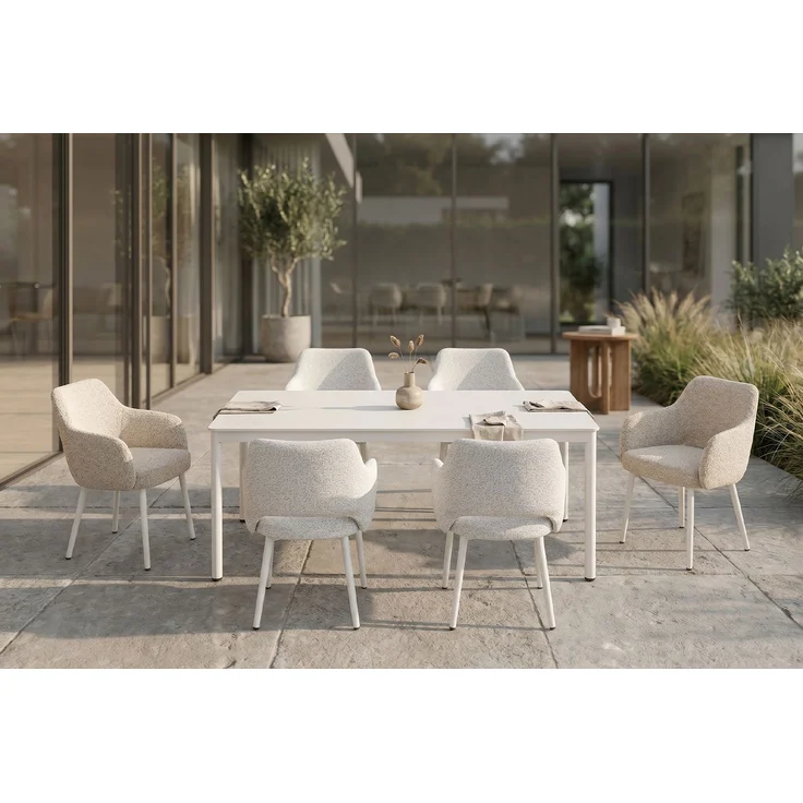 KAWOLA Gartenmöbel Set AMUR 7-tlg. Aluminium cremefarben x x cm – Bild 2