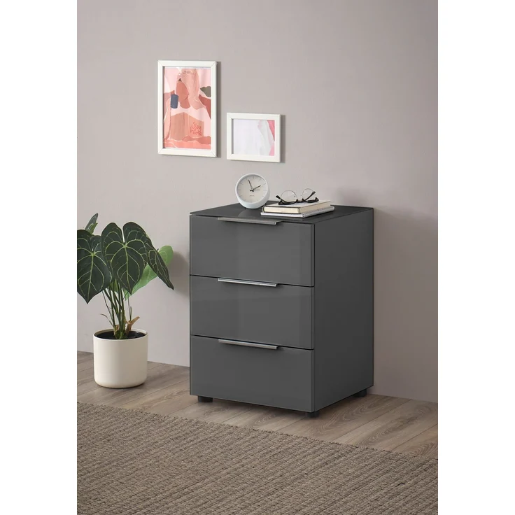 Nachtkommode >Sean< in Anthrazit, - 45x61x40 cm (BxHxT) – Bild 3