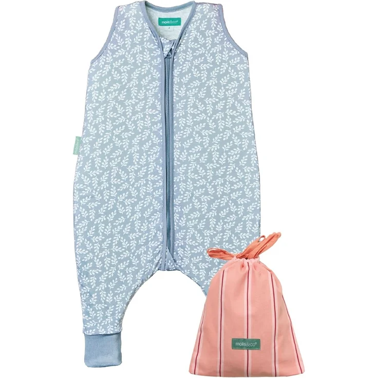 molis&co. Baby-Schlafsack mit Füßen. 0.5 TOG. Größe: 70 cm. Ideal für den Sommer. Blue Garden. 100% Baumwolle (Oeko-TEX 100).