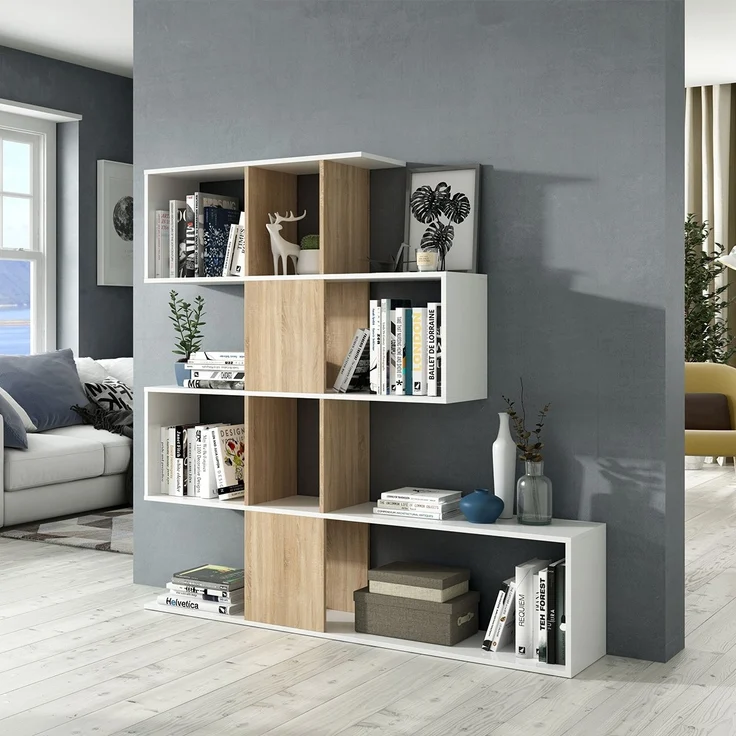 Calicosy 'ZIGZAG' Bücherregal mit 4 Ebene, und 11 Fächern - Zigzag - Helles Holz – Bild 2