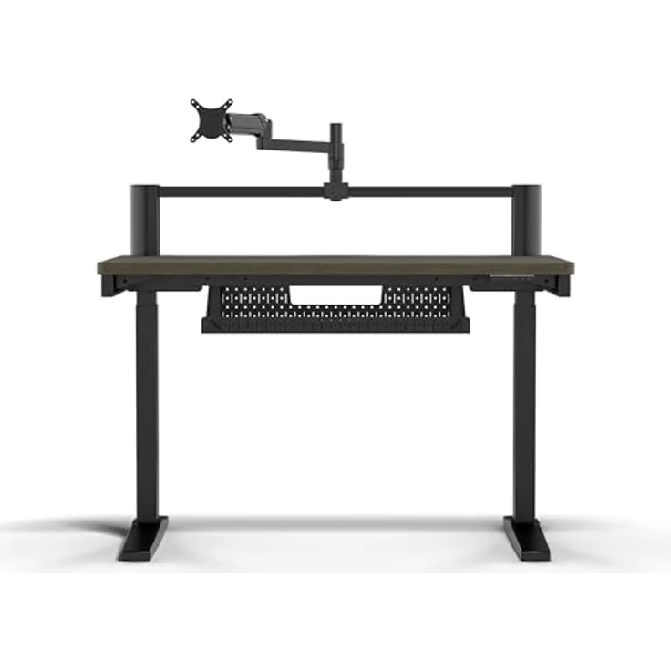 Corsair Platform:4 Elevate, Höhenverstellbarer Gaming-Schreibtisch 120 cm x 76 cm mit elektrischer Verstellung, USB-Anschluss, Monitorarm – Walnuss Dunkel Beize