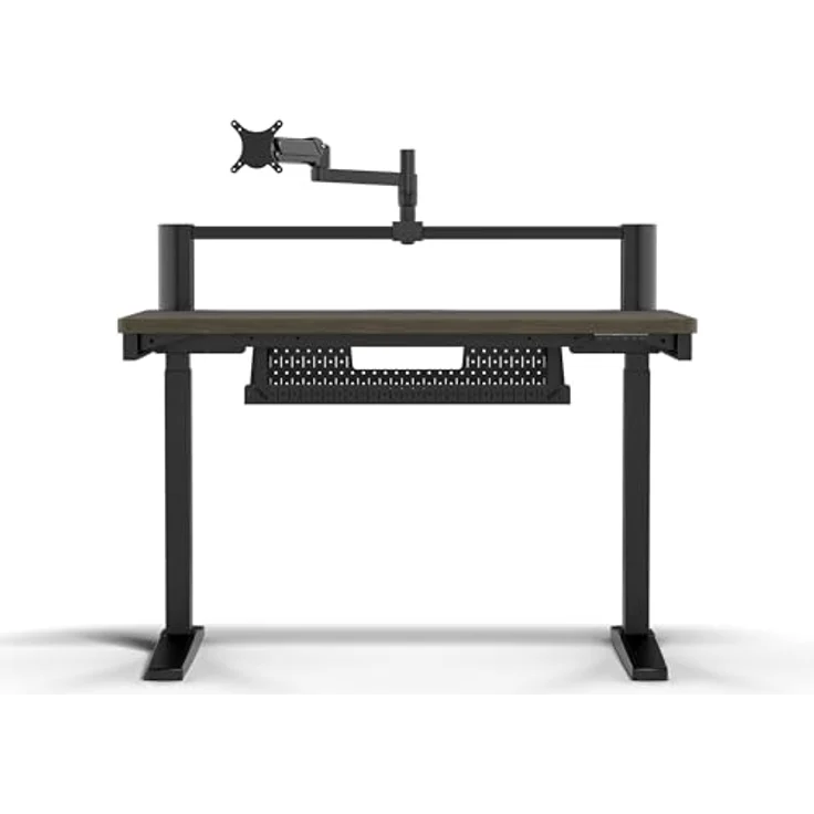 Corsair Platform:4 Elevate, Höhenverstellbarer Gaming-Schreibtisch 120 cm x 76 cm mit elektrischer Verstellung, USB-Anschluss, Monitorarm – Walnuss Dunkel Beize – Bild 1