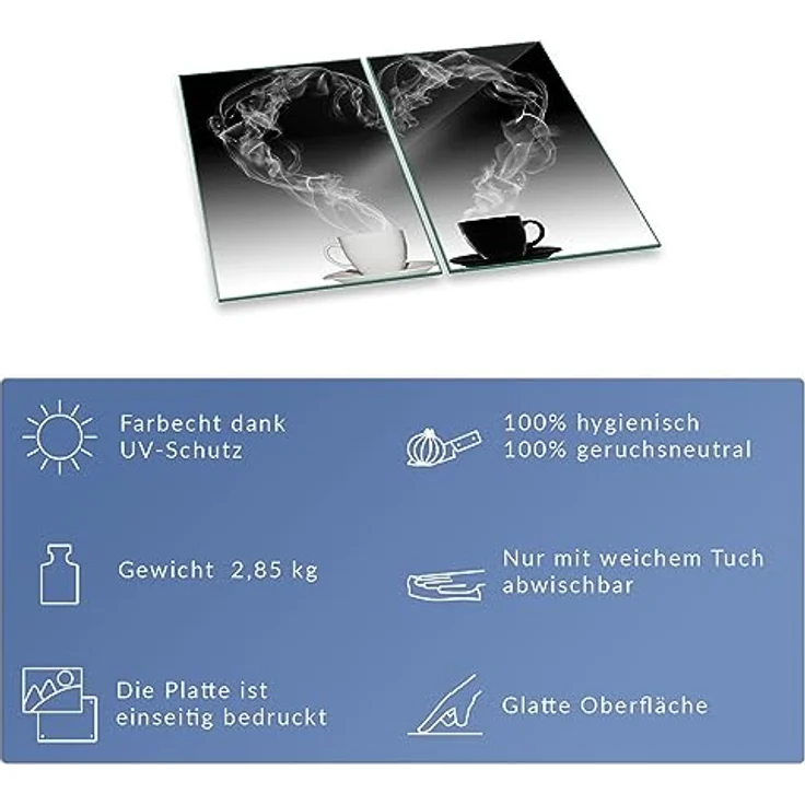 Decorwelt Herd-Abdeckplatte Kaffee, (2 tlg, 1/2 Teilig), Für alle Herdarten excl. Gasherde – Bild 8