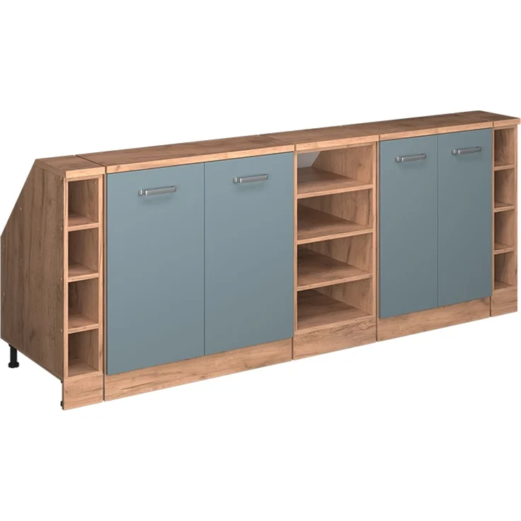Küchenschrank für Dachschrägen R-Line Blau-Grau 210 cm 5er Set Schrankkorpuss 60 cm Tiefe Vicco – Bild 1