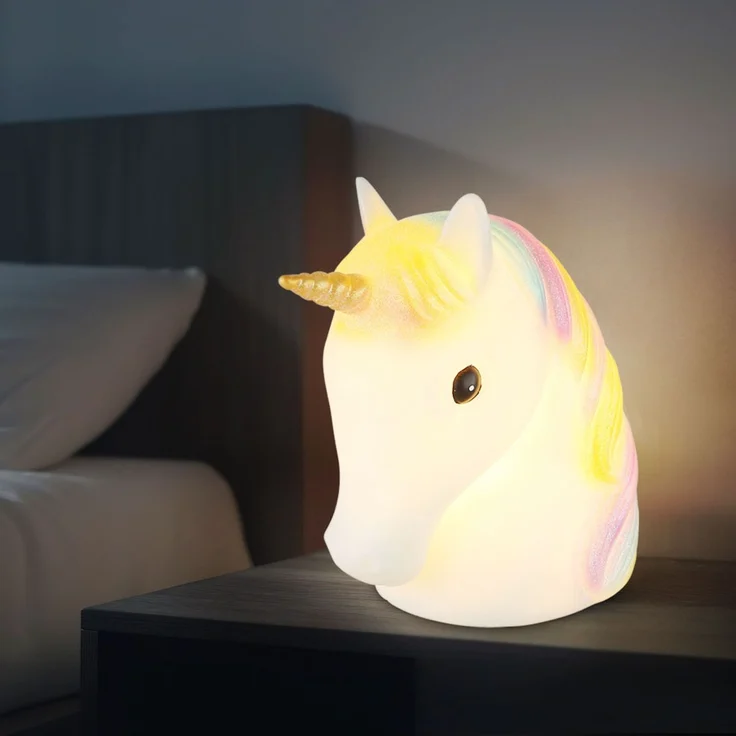 LED Dekolampe Einhorn, Tischlampe, USB oder Batterie, H 21 cm – Bild 3