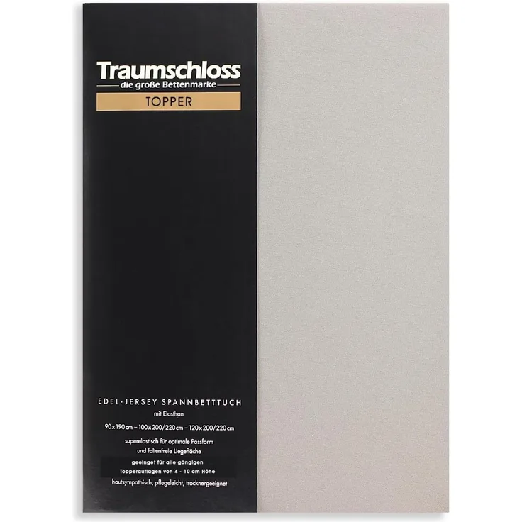 Traumschloss Topper Edel-Jersey Spannbettlaken stein 180-200x200-220