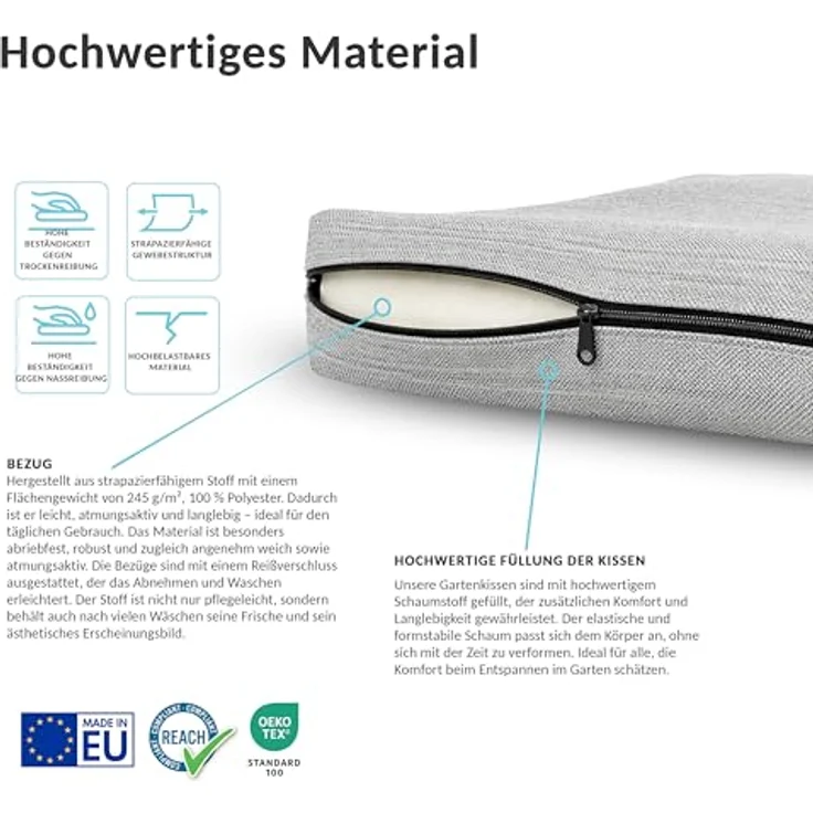 POKAR Keilkissen Stuhl Sitzkeil Ergonomisches Sitzkeilkissen Bürostuhl Kissen Orthopädisch Keilkissen Autositz Schaumstoff, Grau, 38 x 38 x 8/2 cm – Bild 9