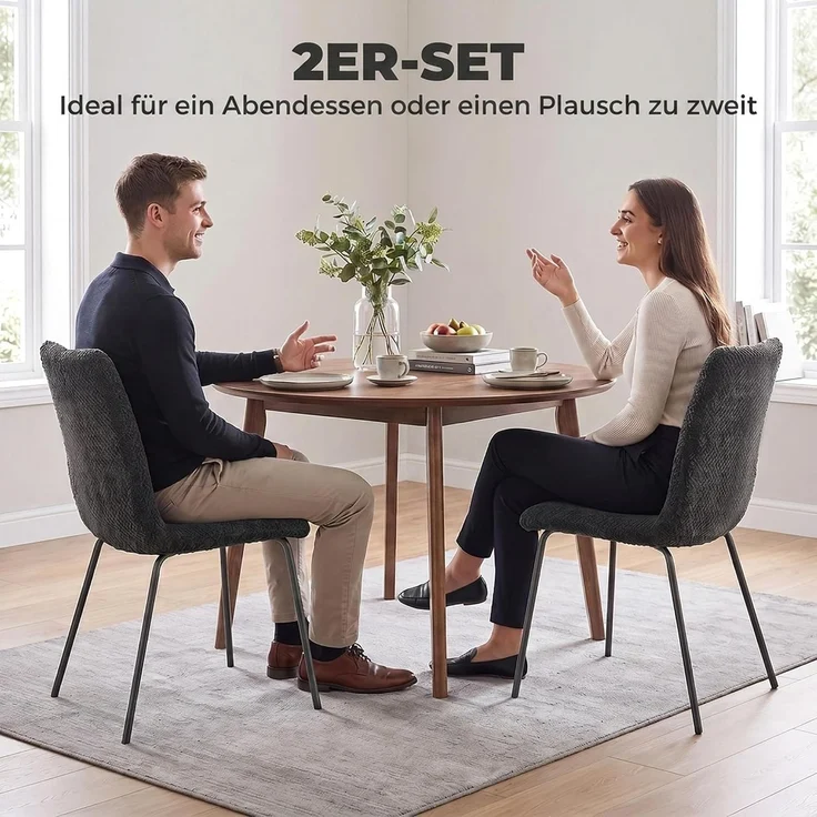 HOMCOM Esszimmerstuhl, Samt (100 % Polyester), Dunkelgrau, 45 x 57 x 89 cm – Bild 4