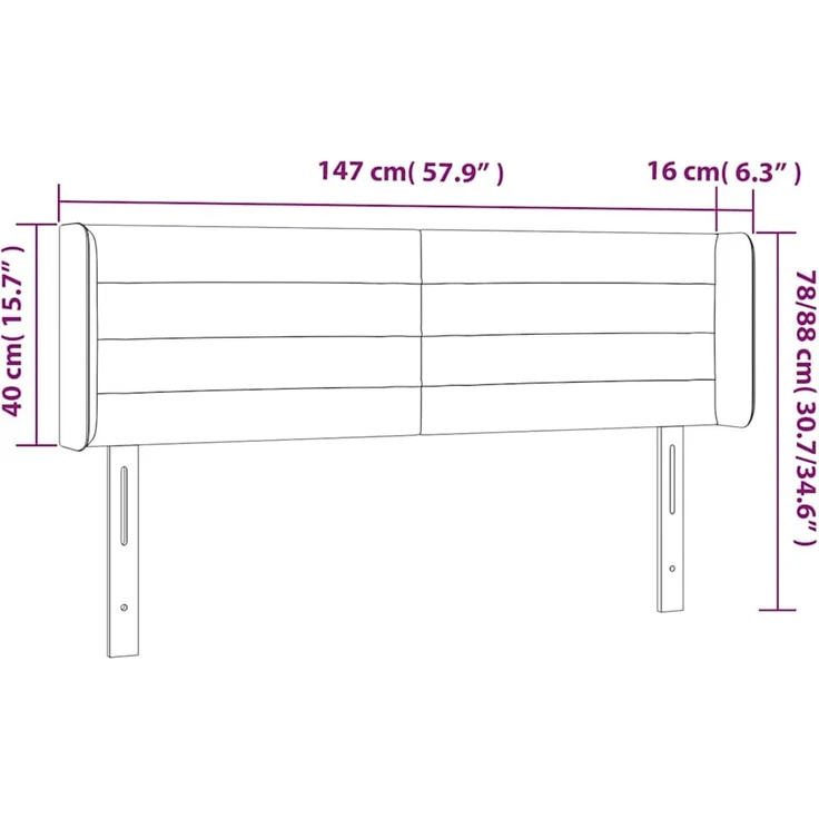 vidaXL Kopfteil mit Ohren Hellgrau 147 x 16 x 78/88 cm Stoff Grau (Art-Nr 3118906) – Bild 8