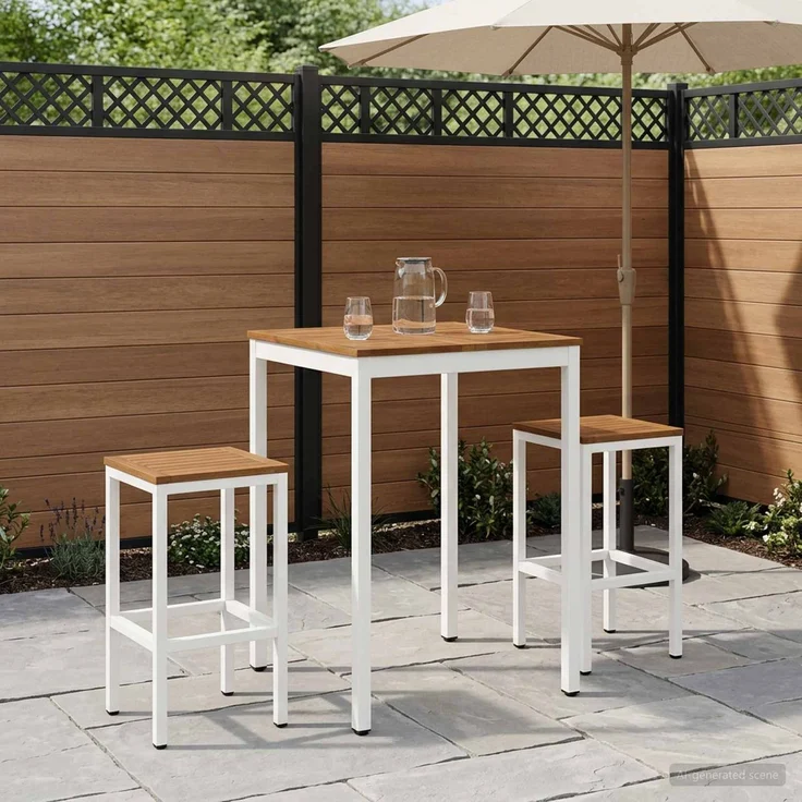 vidaXL Gartenbar-Tisch NAARDEN Natur und Weiß 70 x 68,5 x 105 cm 901335 – Bild 1