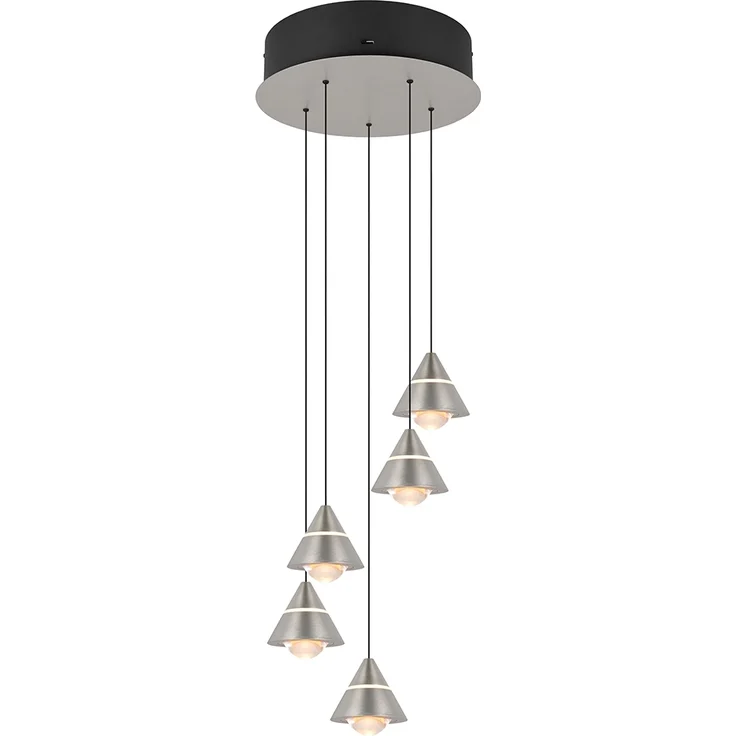 LED Cluster Pendelleuchte ROMEO höhenverstellbar, 5-flammig Silber Ø 28cm – Bild 2