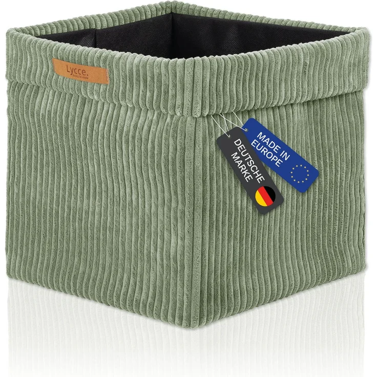 Lycce faltbare Aufbewahrungsbox, 2er Set - Cord, passend für Kallax Regal, abnehmbarer Bezug, robust, formstabil Salbeigrün 31x33x33cm – Bild 2