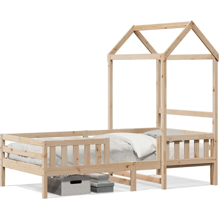 vidaXL Massivholzbett mit Dach 80x200 cm Kiefer 3282162 – Bild 1