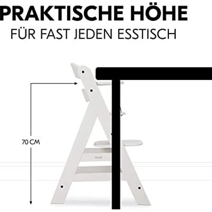 Hauck Kinder Hochstuhl Alpha+ - Mitwachsender Holz Babystuhl (FSC zertifiziert), Kinderhochstuhl ab 6 Monate, verstellbar, mit Schutzbügel, Schrittgurt und 5-Punkt-Gurt - Creme – Bild 9