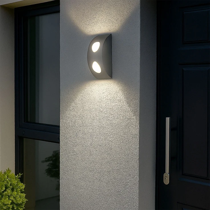 LED Außenlampe, wetterfest, 2 flammig, silber, H 19cm – Bild 2