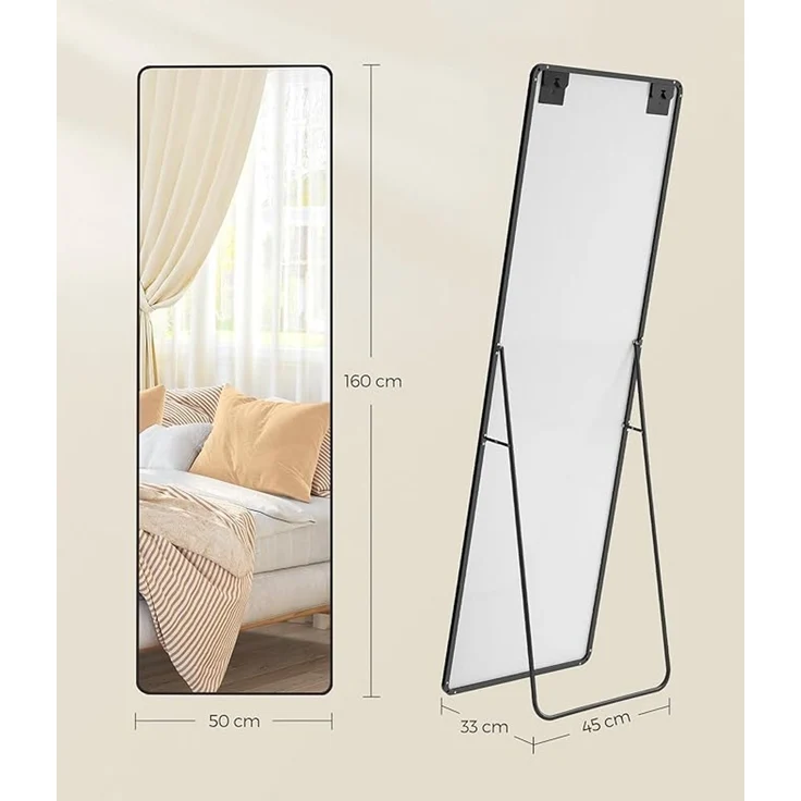 Songmics Ganzkörperspiegel, Rahmen aus Aluminiumlegierung tintenschwarz, 160x50 cm – Bild 5