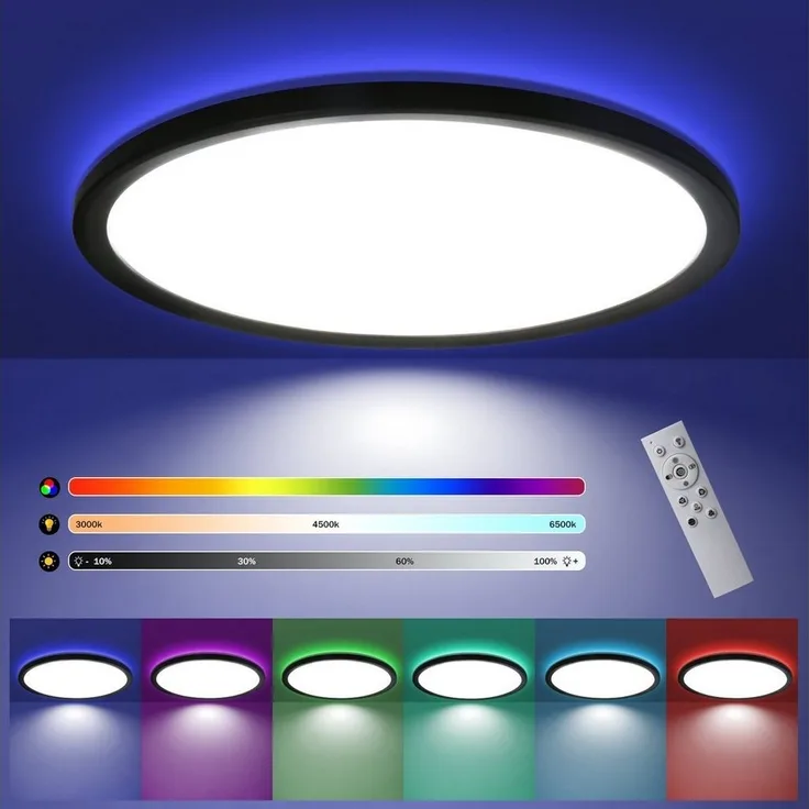 Nettlife LED Panel LED Deckenleuchte 28W Dimmbar RGB 3000K-6500K, LED fest integriert, Warmweiß, Neutralweiß, Kaltweiß, für Schlafzimmer Kinderzimmer Wohnzimmer Küche Esszimmer