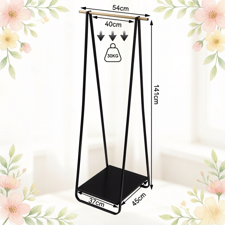 Faumrta Moderne Kleidungshalter,Schlafzimmer Kleidungshalter,Flur Kleidungshalter(nur mit Kleidungshalter)37CM*45CM*141CMSchwarzMetal & Wood – Bild 6