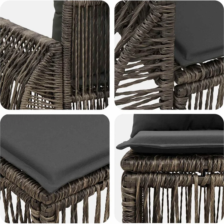 vidaXL Gartensofa-set 4 stk. 4-Sitzer Grau und Dunkelgrau Poly-Rattan 3435410 – Bild 6