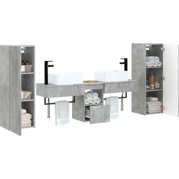 vidaXL Badezimmerschrank-Set 5 stk. Betongrau 136 x 35 x 80 cm 3405976 – Bild 3