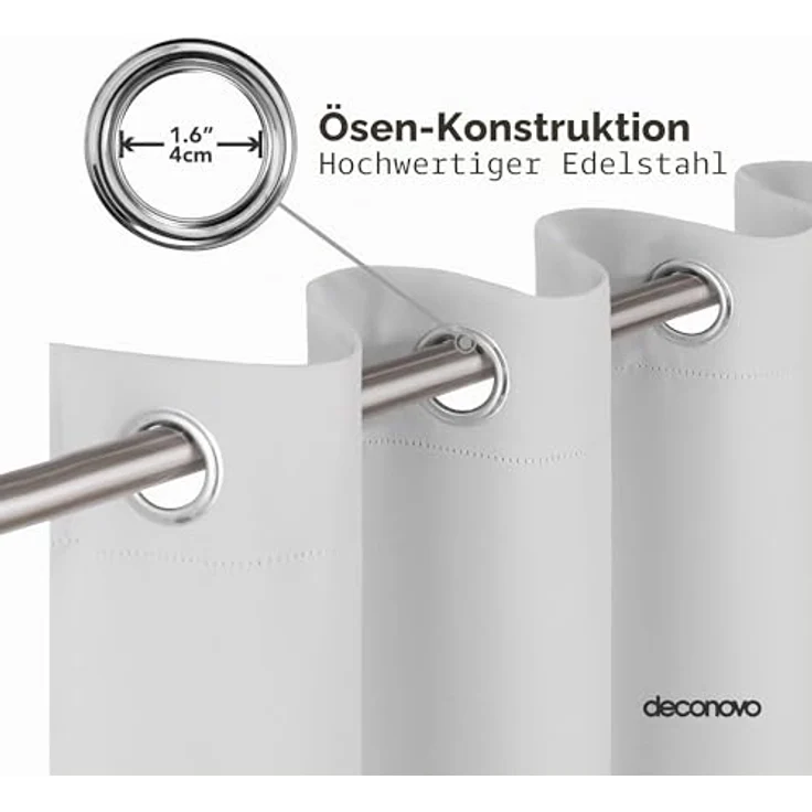 Deconovo Abdunklungsvorhang Blickdichte Vorhänge Thermogardine Silber Grau | 1 Stück, H214 x B132 cm, Ösenschal, Abdunkelnd, Kälteschutz und Hitzeschutz, Vorhang für Schlafzimmer, Sichtschutz, UV-Schutz – Bild 3